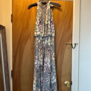Adrianna Papell Gray Floral Maxi Dress
